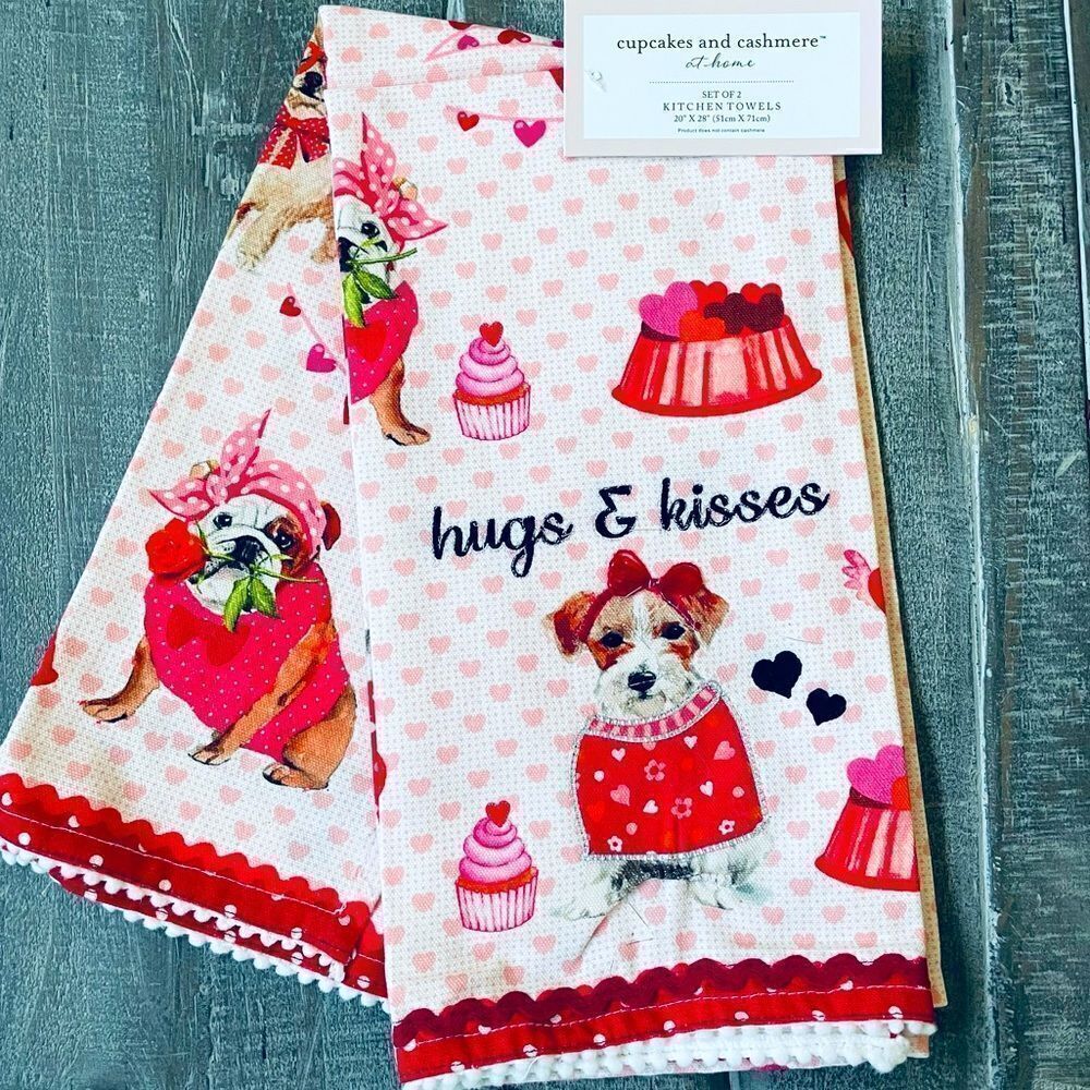 Valentine Dogs Cupcakes & Cashmere Kitchen Dish Towels